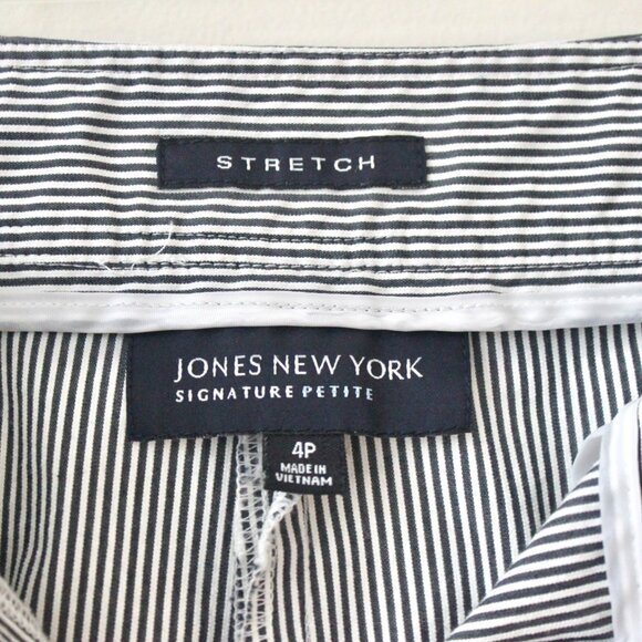 Jones New York Signature Cotton Black White Stripe Stretch Dress Casual Pants 4P - Picture 6 of 6